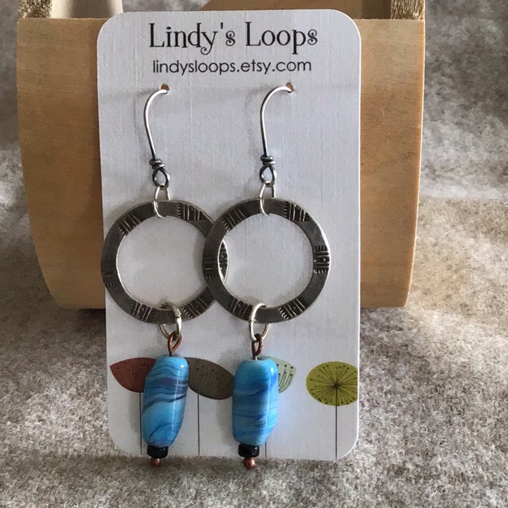 OOAK Handcrafted silver and turqouise earrings